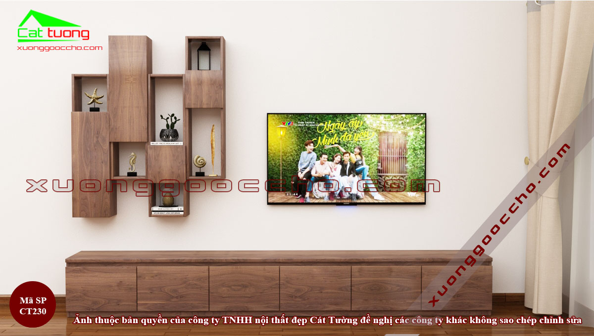 Kệ tivi treo tường phòng khách đẹp, phù hợp với mọi nhà