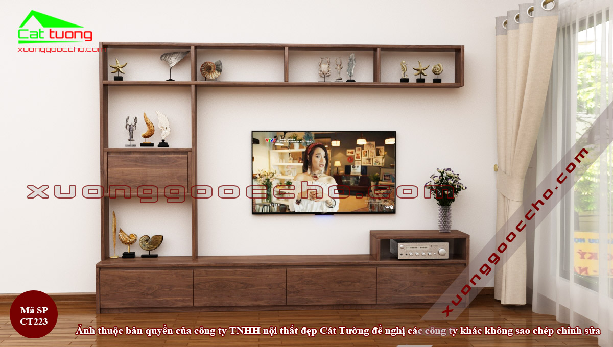 Giá tủ tường phòng khách ấn tượng đáng chiêm ngưỡng