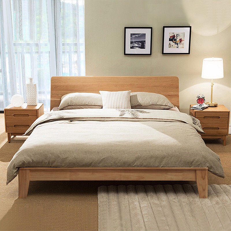 Giường ngủ gỗ sồi 1m8 đẹp hiện đại, chất lượng tốt, giá xưởng