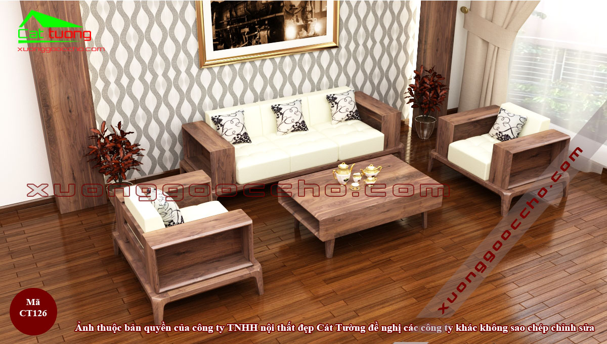 Sofa gỗ óc chó tại Bắc Giang