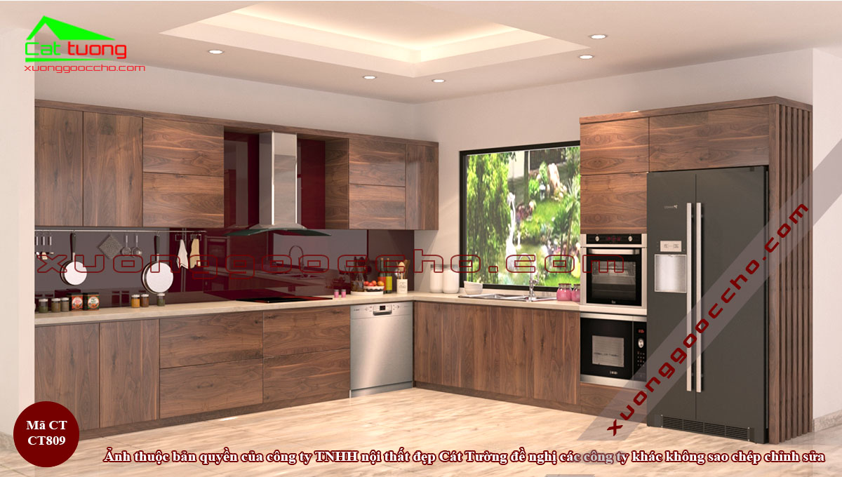 Tủ bếp gỗ óc chó tại Tây Ninh