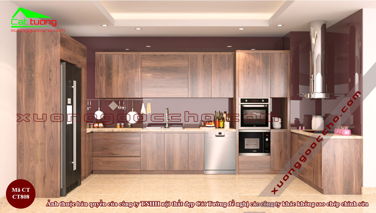 Tủ bếp gỗ óc chó tại Thái Bình