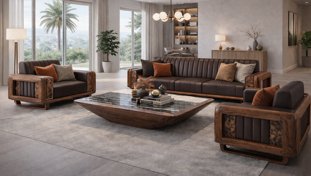 Sofa gỗ óc chó SF2612