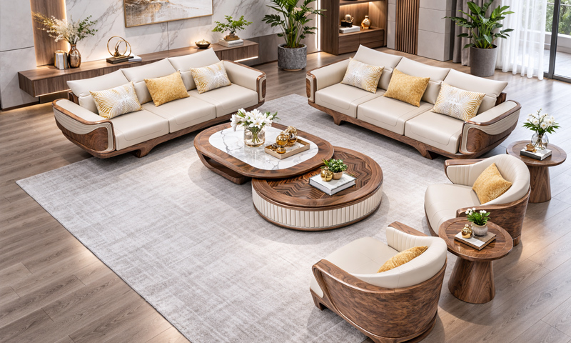 Sofa gỗ óc chó SF2621