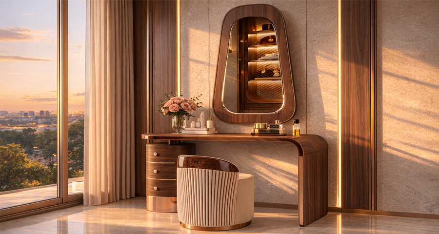 Bàn Trang Điểm Gỗ Óc Chó