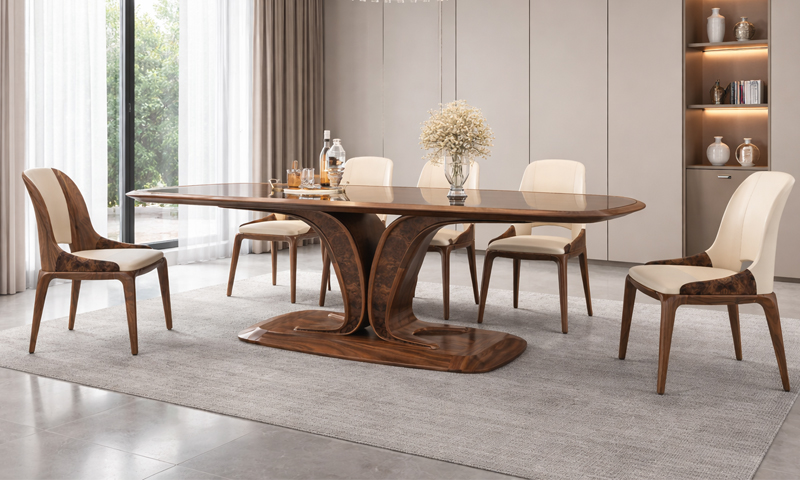 Bàn ghế ăn gỗ óc chó BA2601