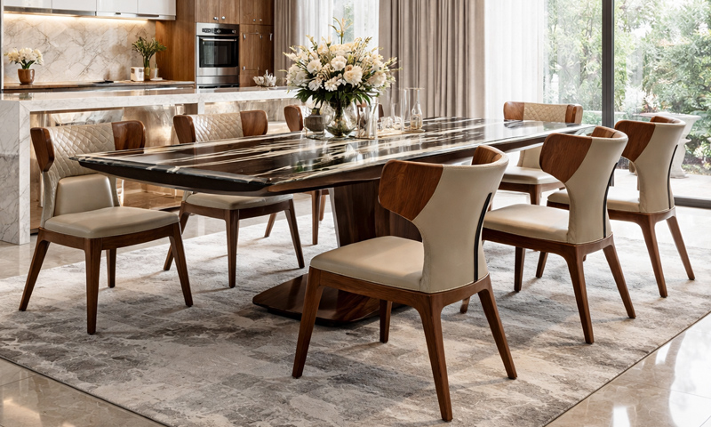 Bàn ghế ăn gỗ óc chó BGA2609