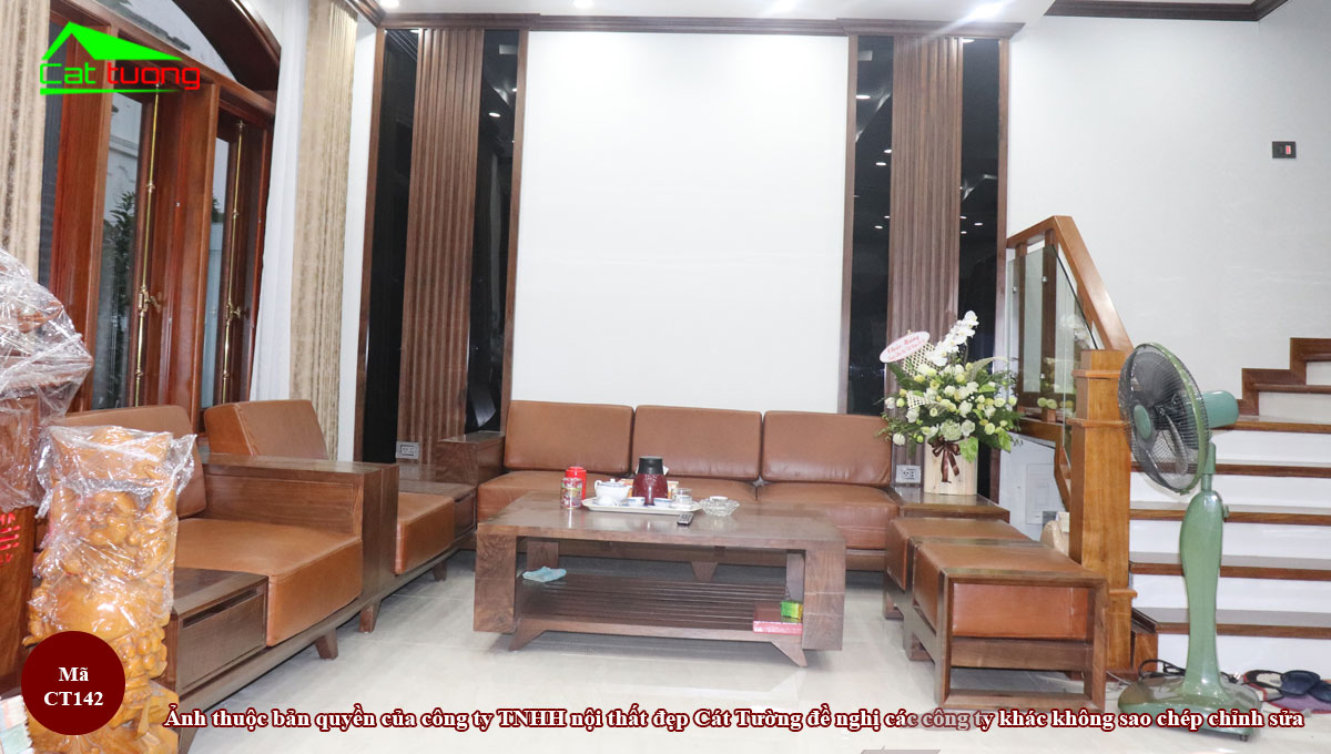 Sofa gỗ óc chó CT142