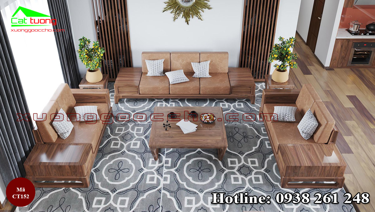Sofa gỗ óc chó CT152