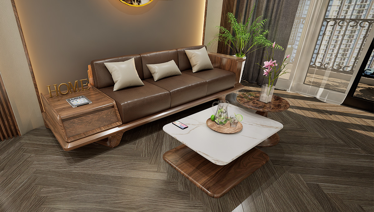 Sofa gỗ óc chó CT2313