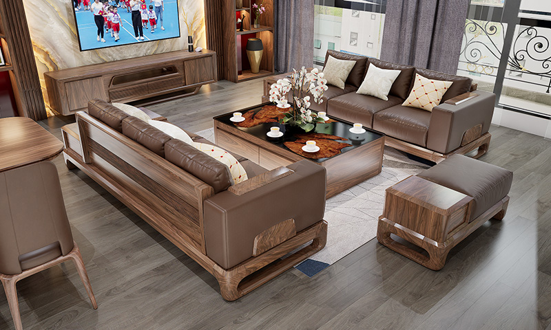 sofa gỗ óc chó SF2314