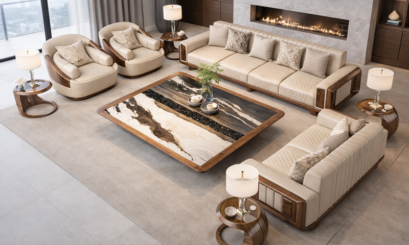 Sofa gỗ óc chó SF2617