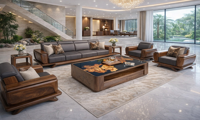 Sofa gỗ óc chó SF2607