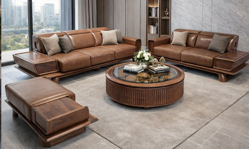 Sofa gỗ óc chó SF2608