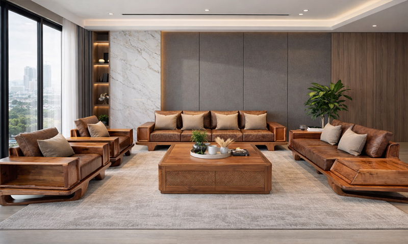 Sofa gỗ óc chó SF2610