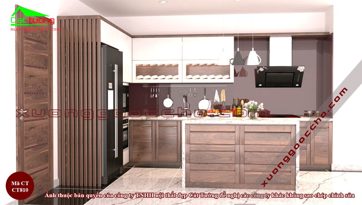Tủ Bếp Gỗ Óc Chó