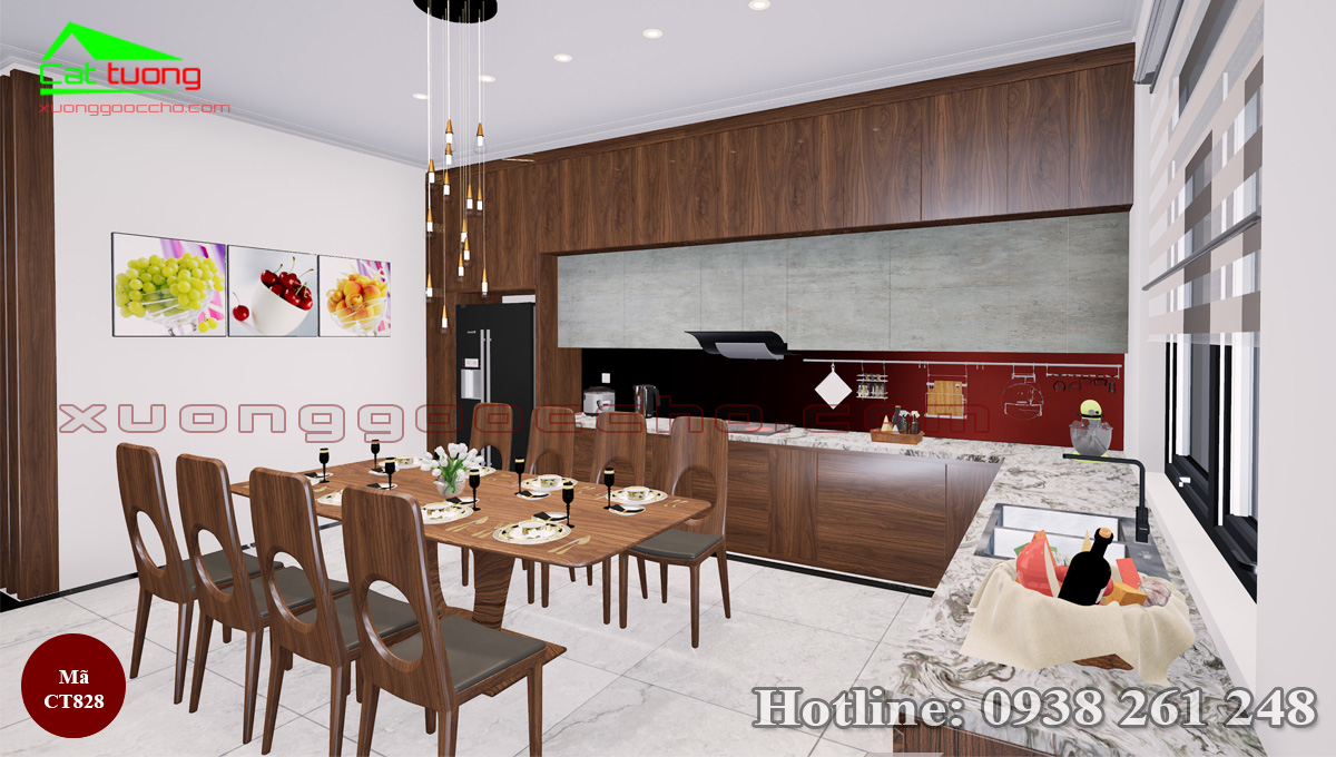 Tủ Bếp Gỗ Óc Chó